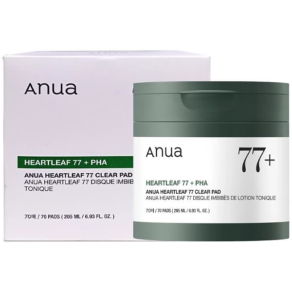 Almofadas Tônicas Anua Heartleaf 77+ PHA Clear de 70 Unidades