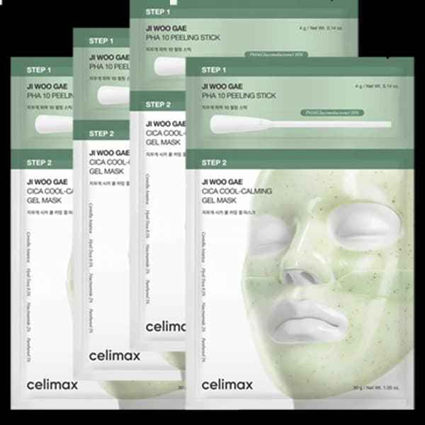 Máscara Facial Celimax JI Woo Gae Cica PHA Peel - 4 Unidades