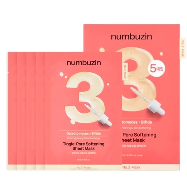 Máscara Facial Hidratante Numbuzin No.3 Tingle-Pore Softening - 5 Unidades