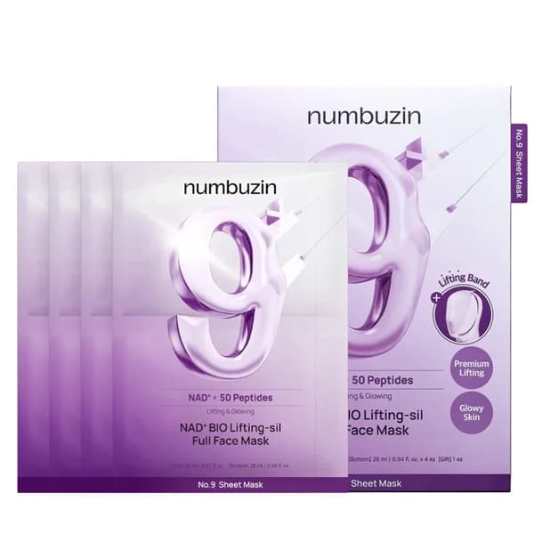Máscara Facial Numbuzin No.9 NAD Bio Lifting-sil Full Face - 4 Unidades