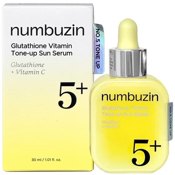 Sérum Protetor Solar Facial Numbuzin No.5 Glutathione Vitamin Tone Up Sun Serum SPF50+ PA++++ de 30 ml