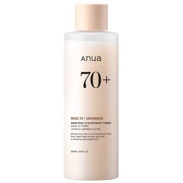 Tônico Facial Anua Rice 70+ Ceramide Glow Milky de 250 ml